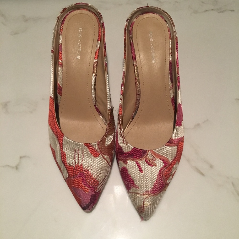Pour La Victorie Kitten Heel Mules Shoes Size 8